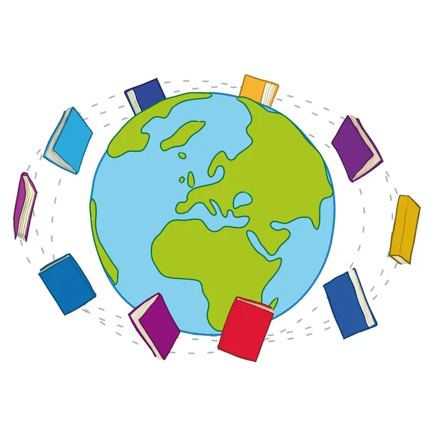 Könyvek a világ minden tájáról — Stock Vector
