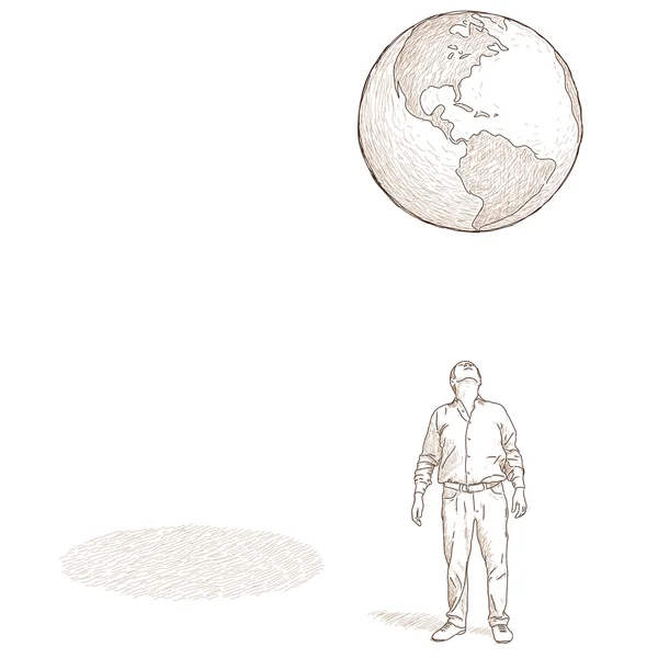 Homme regardant le globe — Image vectorielle