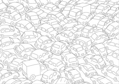 Car traffic jam clipart