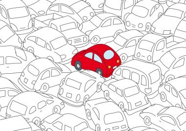 Car traffic jam clipart