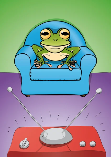 Žába dívat se na televizi — Stockový vektor