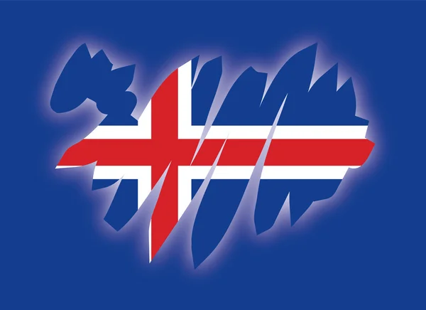 マップ フラグ アイスランド — ストックベクタ