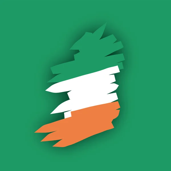 Mapa Bandeira Irlanda — Vetor de Stock