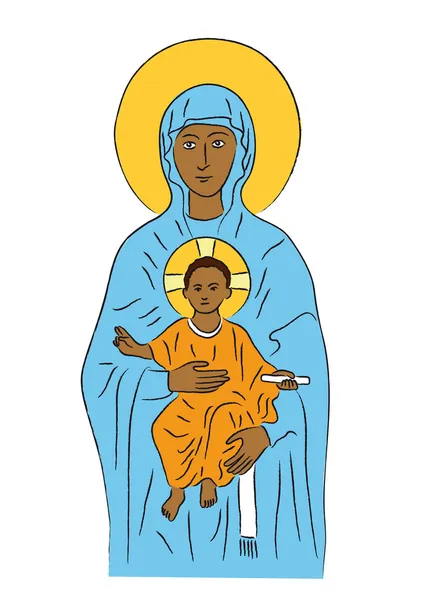 Maria en Jezus — Stockvector