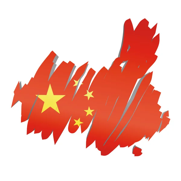 Bendera peta China - Stok Vektor