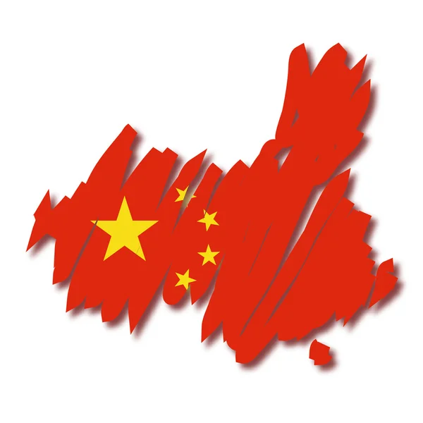 Harita bayrak Çin — Stok Vektör