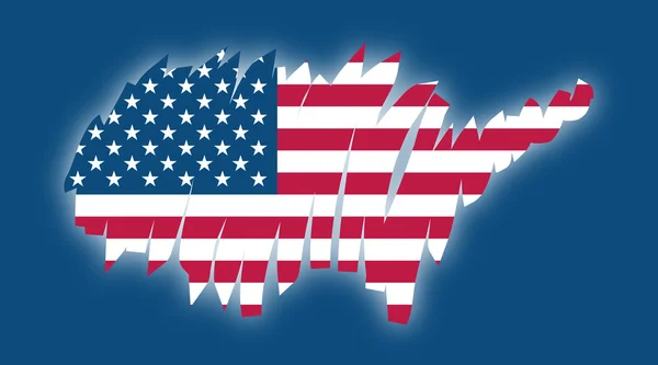 Bayrak Amerika Birleşik Devletleri Haritası — Stok Vektör