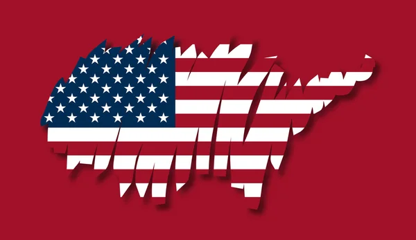Bayrak Amerika Birleşik Devletleri Haritası — Stok Vektör