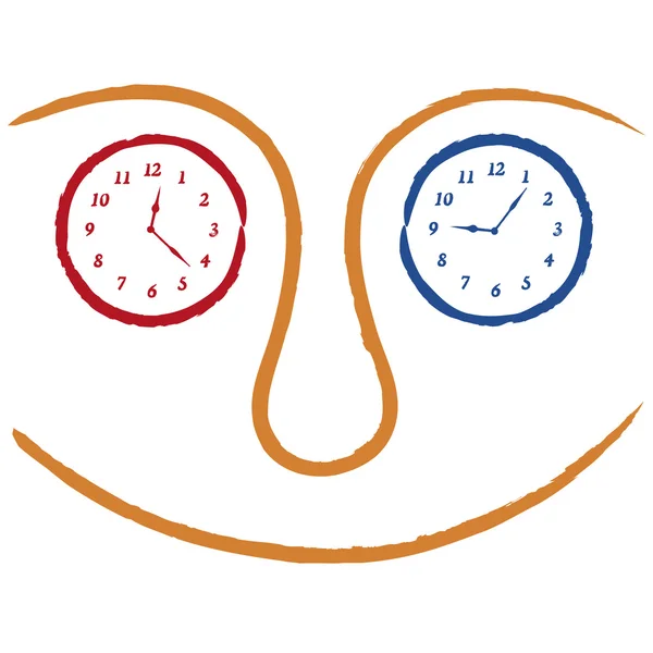 Faces with clocks — Stock Vector