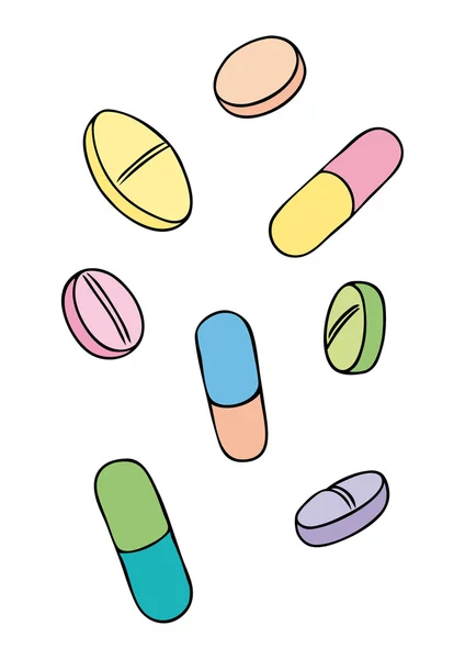 Molte pillole — Vettoriale Stock