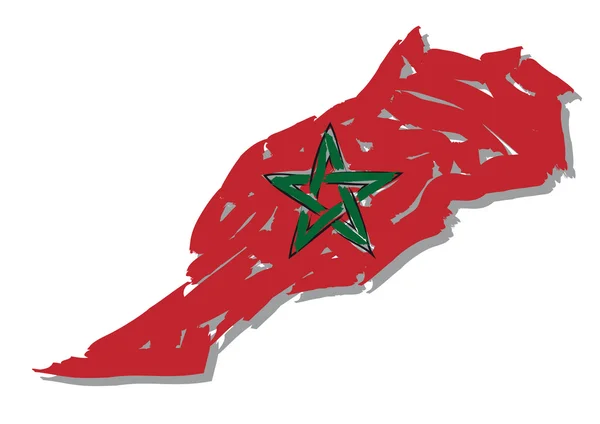 Skizze Karte Flagge Marokko — Stockvektor