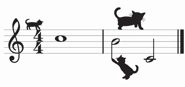 Katter och musik — Stock vektor