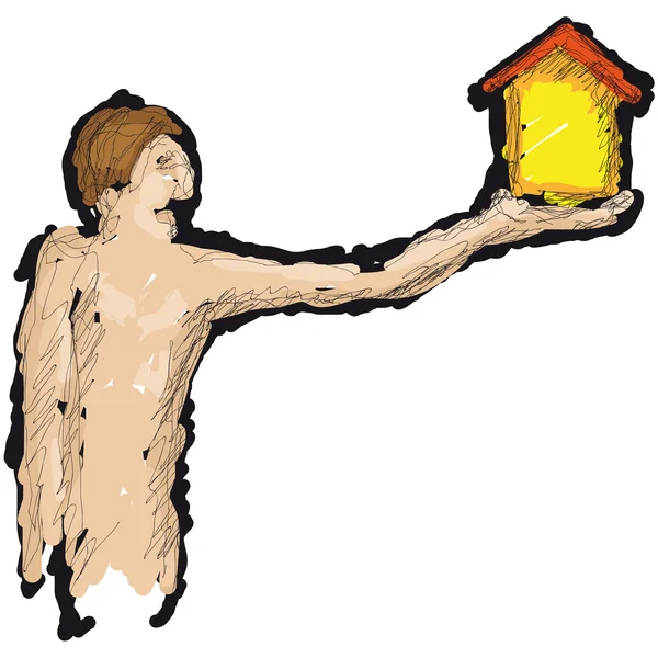 Der Mensch und das Haus — Stockvektor