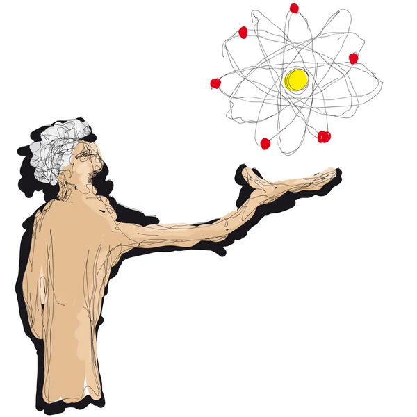 Mannen och atom — Stock vektor