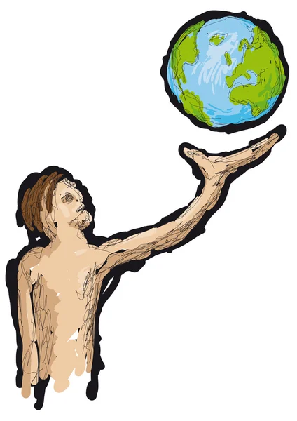Människan och jorden — Stock vektor