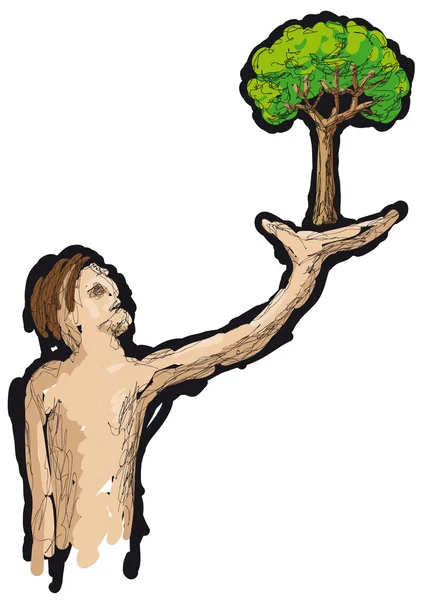 Adam ve ağaç — Stok Vektör