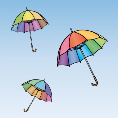 Colored umbrellas clipart