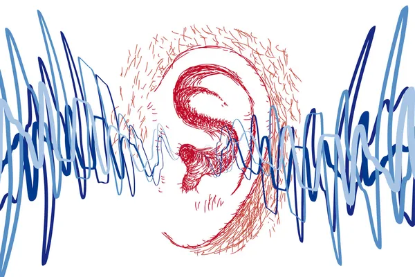 耳朵和声波 — 图库矢量图片