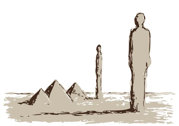 金字塔和巨人 — 图库矢量图片