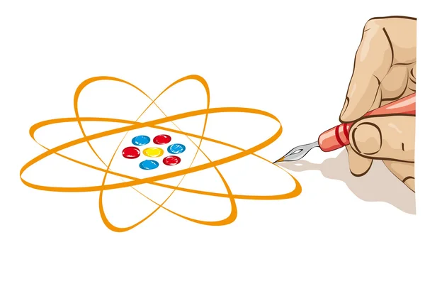 Das Atom zeichnen — Stockvektor