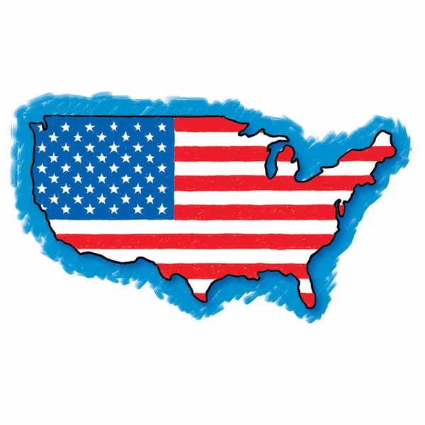 Mappa flag Stati Uniti — Foto Stock