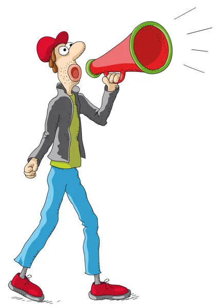 Man with the megaphone — Stock Vector