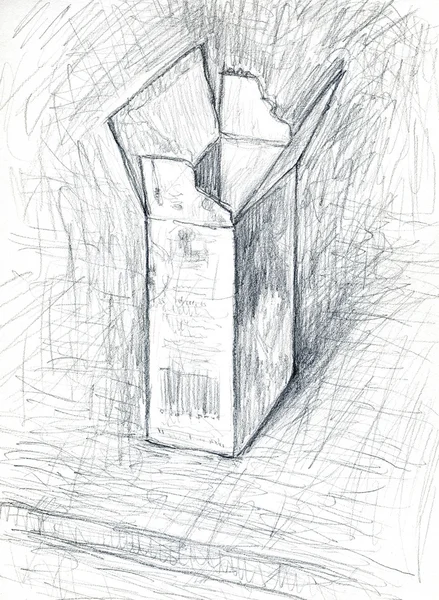Zeichnung einer Schachtel — Stockfoto