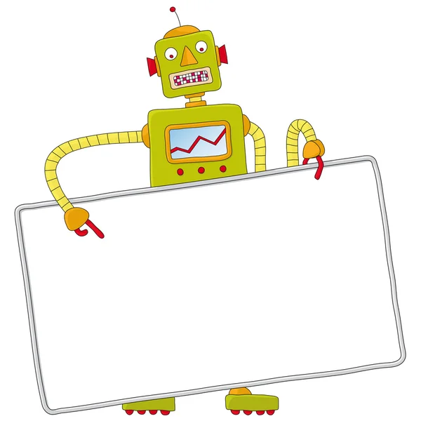 Robot with sign — Stock Vector