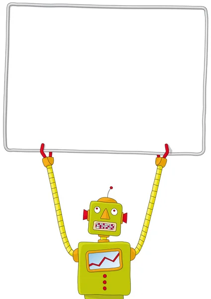 Robot with sign — Stock Vector