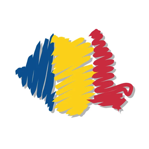 Bayrak harita Romanya — Stok Vektör