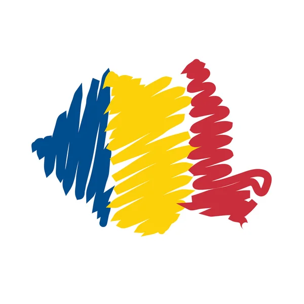 Vlag kaart Roemenië — Stockvector