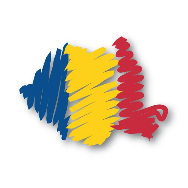 Vlag kaart Roemenië — Stockvector