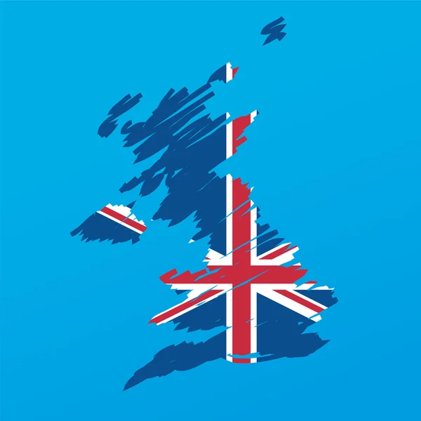 Mapa de la bandera del Reino Unido — Vector de stock