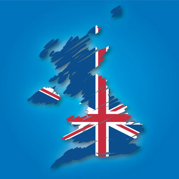 Флаг Великобритании на карте — стоковый вектор