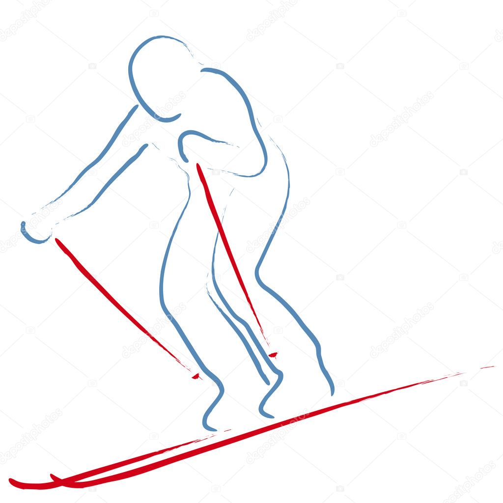 Stylized skier