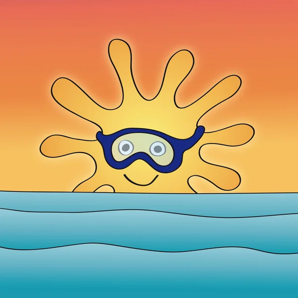 바다와 태양 — 스톡 벡터