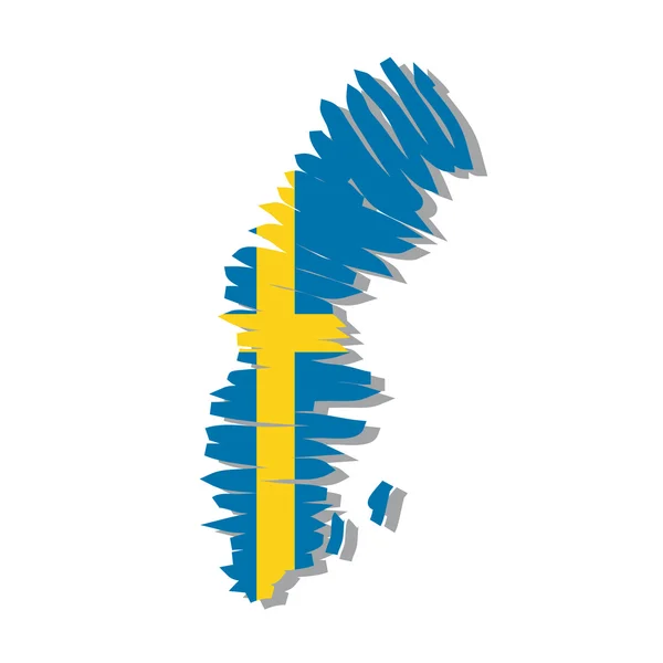 Mapa Bandera Sweden — Vector de stock