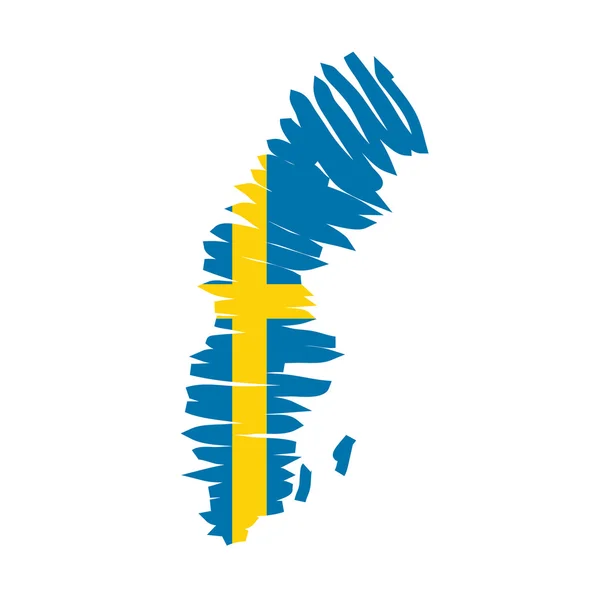 Mappa flag Svezia — Vettoriale Stock