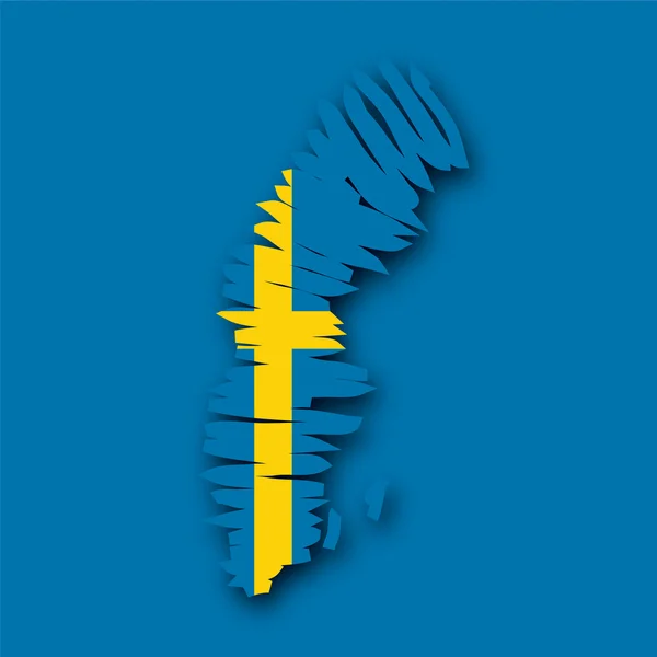 Karte Flagge Schweden — Stockvektor