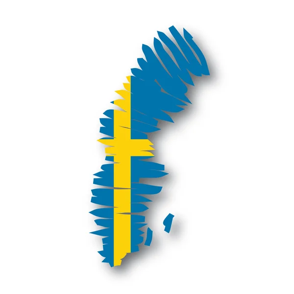 Mappa flag Svezia — Vettoriale Stock