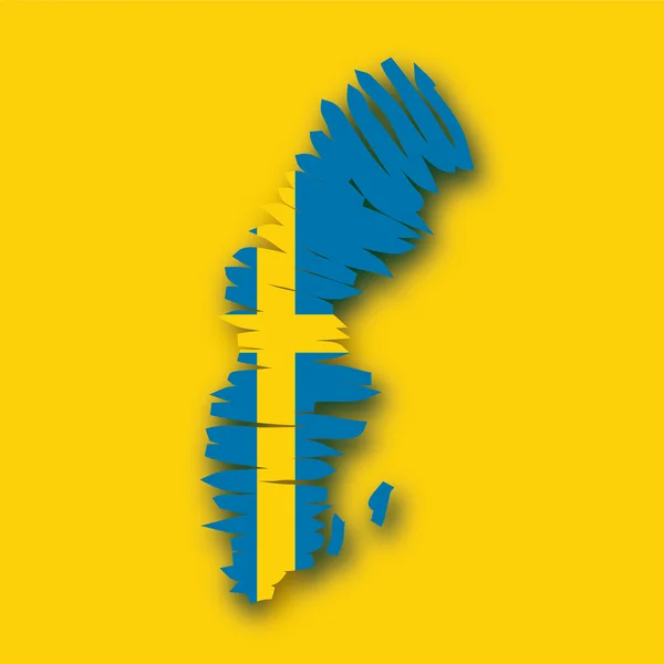 Zászló Svédország Térkép — Stock Vector