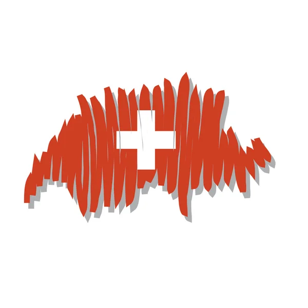 Karta flagga Schweiz — Stock vektor
