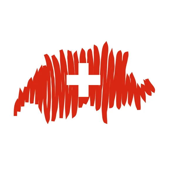 Mapa Bandeira Suíça —  Vetores de Stock