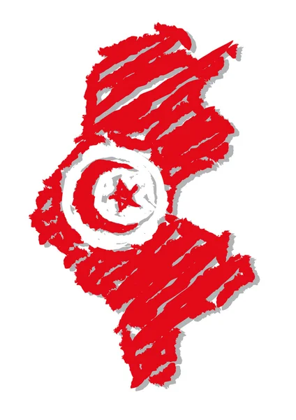 Kroki harita Tunus bayrağı — Stok Vektör