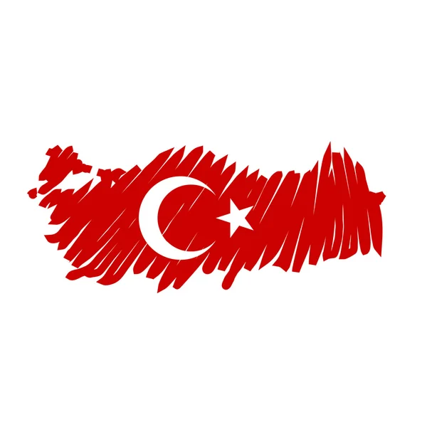 Mapa vlajky Turecko — Stockový vektor