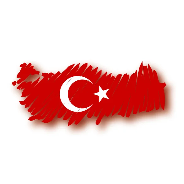 Mapa Bandeira Turquia — Vetor de Stock
