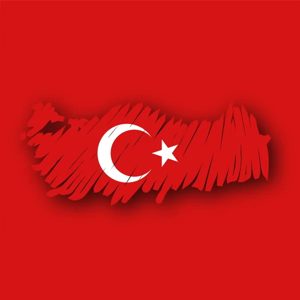Mapa Bandeira Turquia — Vetor de Stock