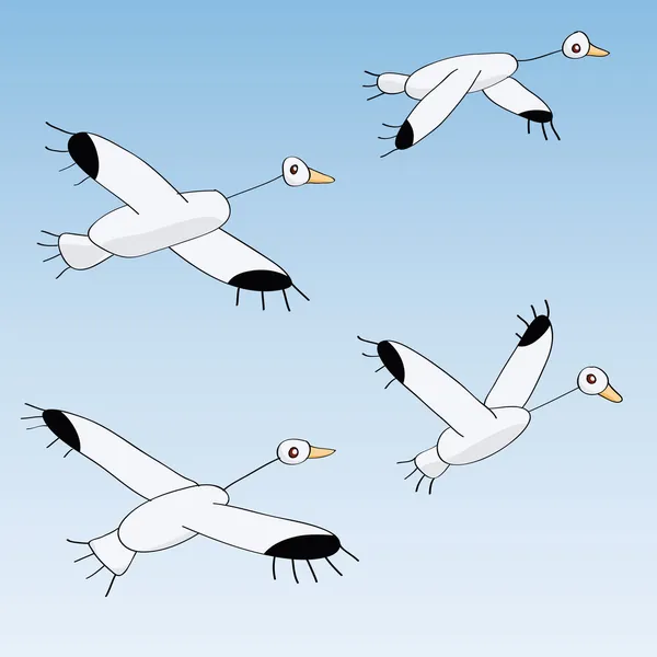 Vogels in vlucht — Stockvector