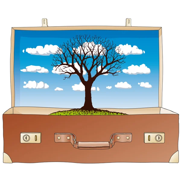 Baum im Koffer — Stockvektor