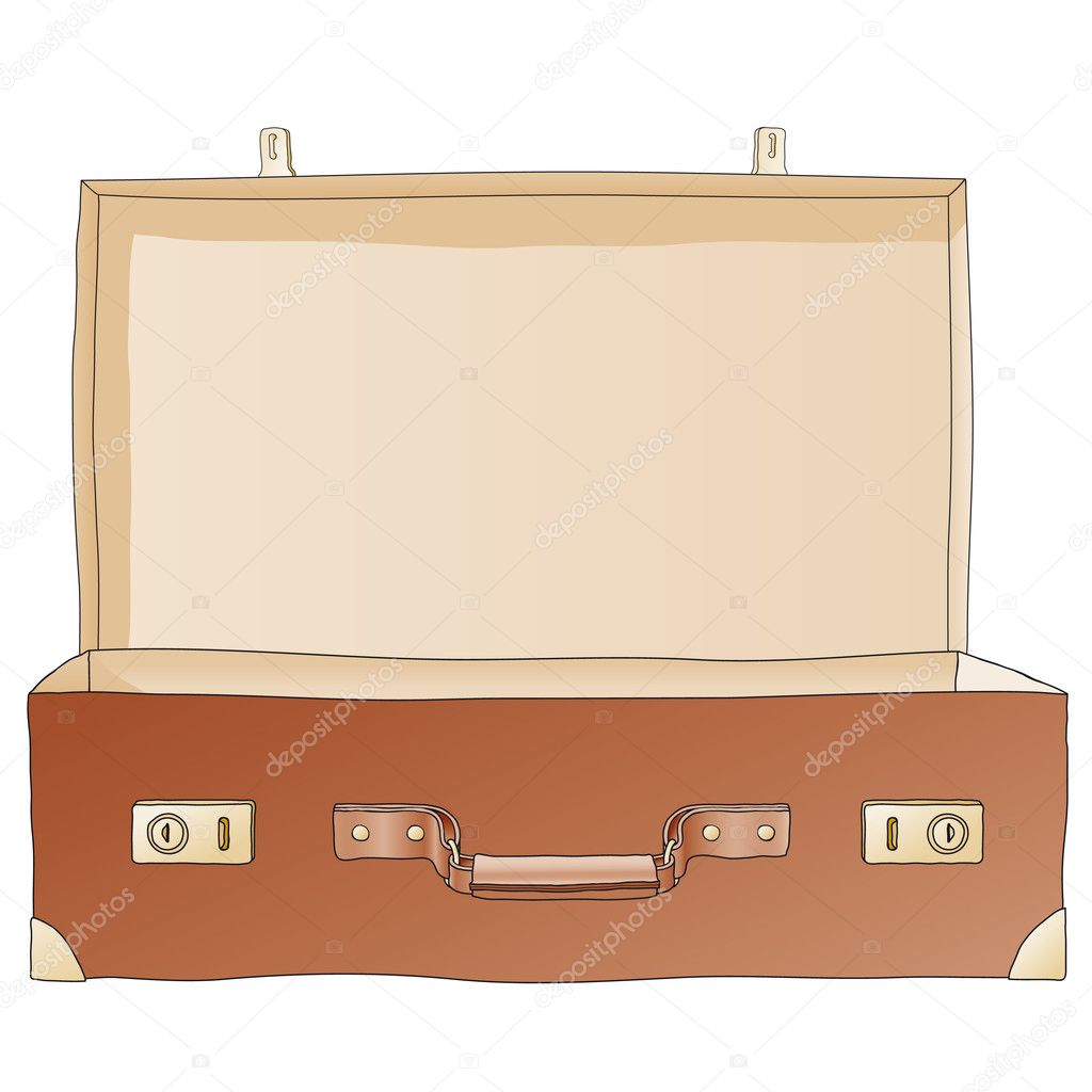 Открытый чемодан на прозрачном фоне